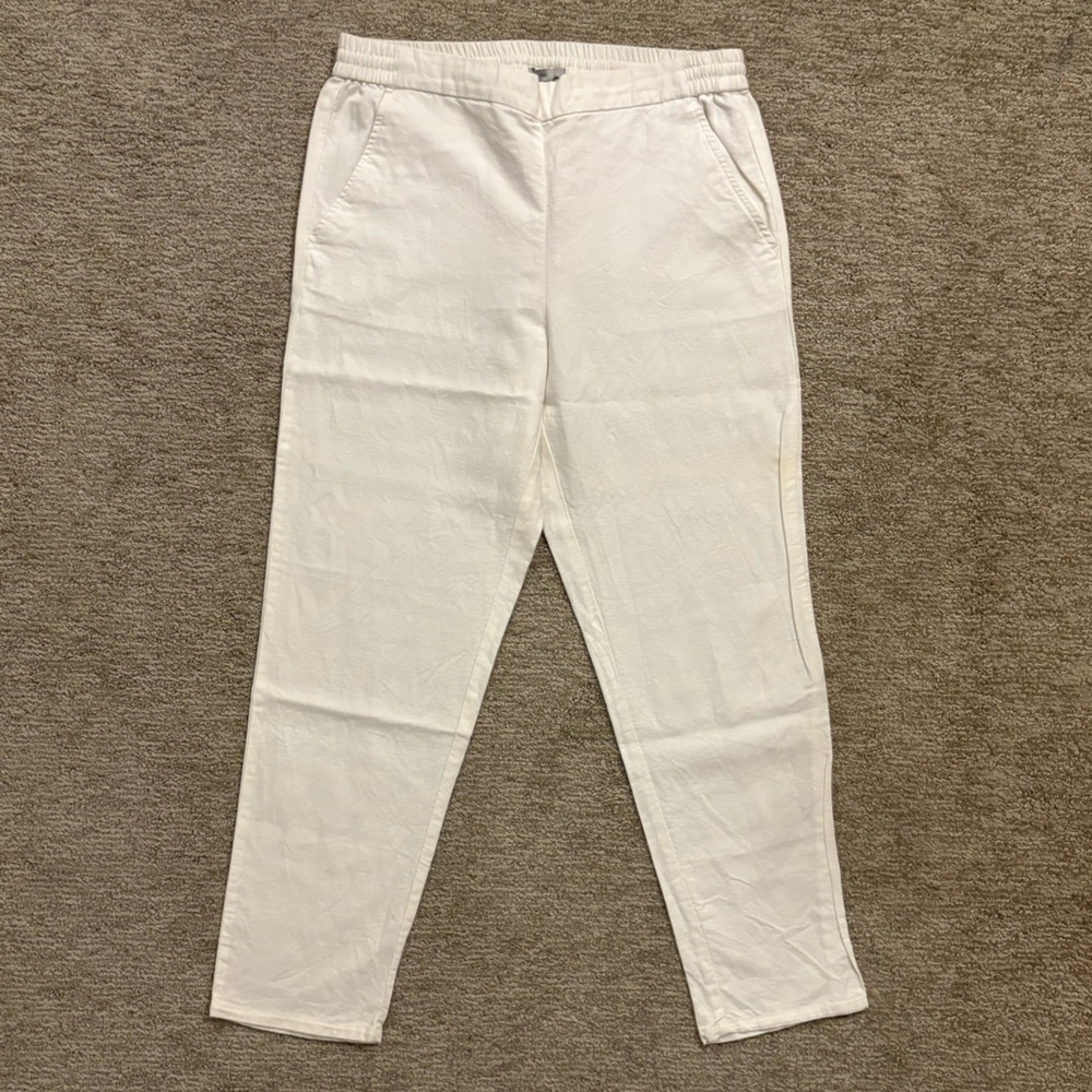 GAP White Linen Blend Drawstring Pants